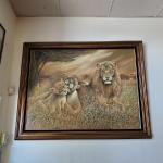 Ruane Manning Signed Oil Painting Lion Family